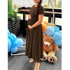 image:imageZESICA Womens Summer Short Sleeve Twist Front Maxi DressesBrown