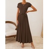 image:imageZESICA Womens Summer Short Sleeve Twist Front Maxi DressesBrown