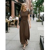 image:imageZESICA Womens Summer Short Sleeve Twist Front Maxi DressesBrown