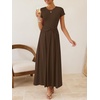 image:imageZESICA Womens Summer Short Sleeve Twist Front Maxi DressesBrown