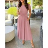 image:imageZESICA Womens Summer Short Sleeve Twist Front Maxi DressesPink