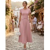 image:imageZESICA Womens Summer Short Sleeve Twist Front Maxi DressesPink