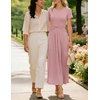 image:imageZESICA Womens Summer Short Sleeve Twist Front Maxi DressesPink