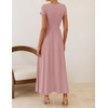 image:imageZESICA Womens Summer Short Sleeve Twist Front Maxi DressesPink