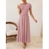 image:imageZESICA Womens Summer Short Sleeve Twist Front Maxi DressesPink