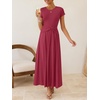 image:imageZESICA Womens Summer Short Sleeve Twist Front Maxi DressesRoseberry