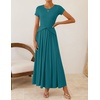 image:imageZESICA Womens Summer Short Sleeve Twist Front Maxi DressesTeal