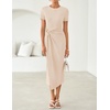 image:imageZESICA Womens Summer Short Sleeve Wrap Cocktail Midi DressApricot