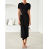 image:imageZESICA Womens Summer Short Sleeve Wrap Cocktail Midi DressBlack
