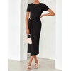 image:imageZESICA Womens Summer Short Sleeve Wrap Cocktail Midi DressBlack
