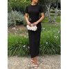 image:imageZESICA Womens Summer Short Sleeve Wrap Cocktail Midi DressBlack