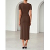 image:imageZESICA Womens Summer Short Sleeve Wrap Cocktail Midi DressCoffee