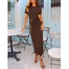 image:imageZESICA Womens Summer Short Sleeve Wrap Cocktail Midi DressCoffee