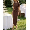image:imageZESICA Womens Summer Short Sleeve Wrap Cocktail Midi DressCoffee
