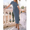 image:imageZESICA Womens Summer Short Sleeve Wrap Cocktail Midi DressDusty Blue