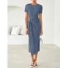 image:imageZESICA Womens Summer Short Sleeve Wrap Cocktail Midi DressDusty Blue