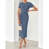 image:imageZESICA Womens Summer Short Sleeve Wrap Cocktail Midi DressDusty Blue