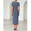 image:imageZESICA Womens Summer Short Sleeve Wrap Cocktail Midi DressDusty Blue