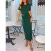 image:imageZESICA Womens Summer Short Sleeve Wrap Cocktail Midi DressGreen
