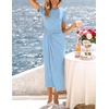 image:imageZESICA Womens Summer Short Sleeve Wrap Cocktail Midi DressLight Blue