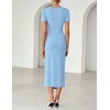image:imageZESICA Womens Summer Short Sleeve Wrap Cocktail Midi DressLight Blue