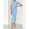image:imageZESICA Womens Summer Short Sleeve Wrap Cocktail Midi DressLight Blue