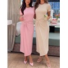 image:imageZESICA Womens Summer Short Sleeve Wrap Cocktail Midi DressPink