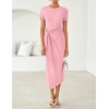 image:imageZESICA Womens Summer Short Sleeve Wrap Cocktail Midi DressPink
