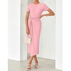 image:imageZESICA Womens Summer Short Sleeve Wrap Cocktail Midi DressPink