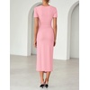 image:imageZESICA Womens Summer Short Sleeve Wrap Cocktail Midi DressPink
