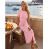 image:imageZESICA Womens Summer Short Sleeve Wrap Cocktail Midi DressPink