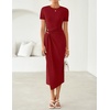 image:imageZESICA Womens Summer Short Sleeve Wrap Cocktail Midi DressRed