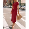 image:imageZESICA Womens Summer Short Sleeve Wrap Cocktail Midi DressRed