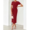 image:imageZESICA Womens Summer Short Sleeve Wrap Cocktail Midi DressRed