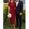 image:imageZESICA Womens Summer Short Sleeve Wrap Cocktail Midi DressRed