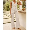 image:imageZESICA Womens Summer Sleeveless 2 Piece Blazer Suit SetsApricot