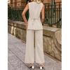 image:imageZESICA Womens Summer Sleeveless 2 Piece Blazer Suit SetsApricot