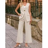 image:imageZESICA Womens Summer Sleeveless 2 Piece Blazer Suit SetsApricot