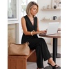 image:imageZESICA Womens Summer Sleeveless 2 Piece Blazer Suit SetsBlack