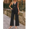 image:imageZESICA Womens Summer Sleeveless 2 Piece Blazer Suit SetsBlack