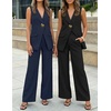 image:imageZESICA Womens Summer Sleeveless 2 Piece Blazer Suit SetsBlack