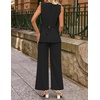 image:imageZESICA Womens Summer Sleeveless 2 Piece Blazer Suit SetsBlack