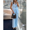 image:imageZESICA Womens Summer Sleeveless 2 Piece Blazer Suit SetsBlue