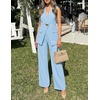 image:imageZESICA Womens Summer Sleeveless 2 Piece Blazer Suit SetsBlue