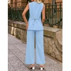 image:imageZESICA Womens Summer Sleeveless 2 Piece Blazer Suit SetsBlue