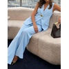 image:imageZESICA Womens Summer Sleeveless 2 Piece Blazer Suit SetsBlue
