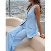 image:imageZESICA Womens Summer Sleeveless 2 Piece Blazer Suit SetsBlue