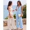 image:imageZESICA Womens Summer Sleeveless 2 Piece Blazer Suit SetsBlue