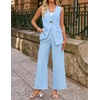 image:imageZESICA Womens Summer Sleeveless 2 Piece Blazer Suit SetsBlue