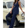 image:imageZESICA Womens Summer Sleeveless 2 Piece Blazer Suit SetsNavy